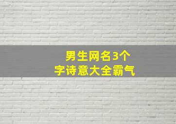 男生网名3个字诗意大全霸气