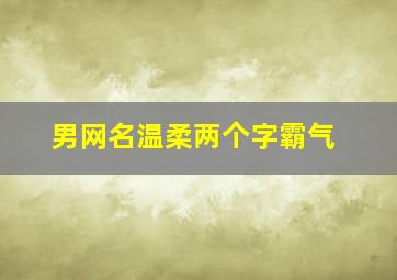 男网名温柔两个字霸气