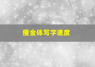 瘦金体写字速度