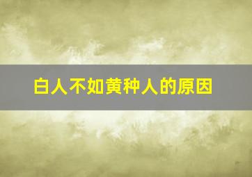 白人不如黄种人的原因