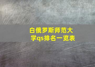 白俄罗斯师范大学qs排名一览表