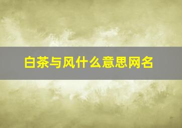 白茶与风什么意思网名