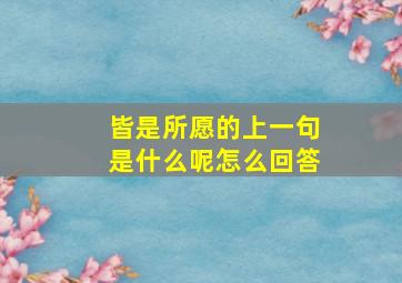 皆是所愿的上一句是什么呢怎么回答