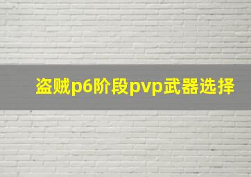 盗贼p6阶段pvp武器选择