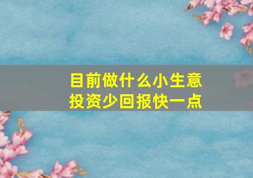 目前做什么小生意投资少回报快一点