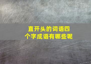 直开头的词语四个字成语有哪些呢