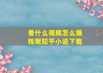 看什么视频怎么赚钱呢知乎小说下载