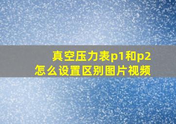 真空压力表p1和p2怎么设置区别图片视频