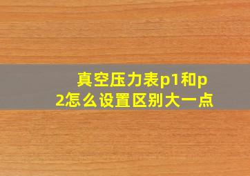 真空压力表p1和p2怎么设置区别大一点