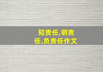 知责任,明责任,负责任作文