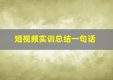 短视频实训总结一句话