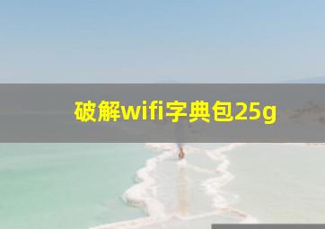 破解wifi字典包25g