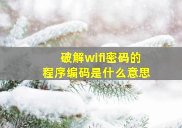 破解wifi密码的程序编码是什么意思