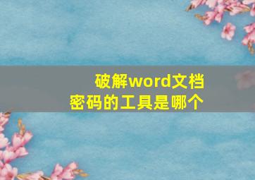 破解word文档密码的工具是哪个