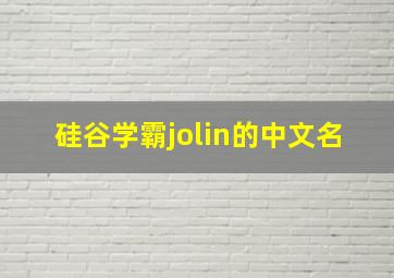 硅谷学霸jolin的中文名