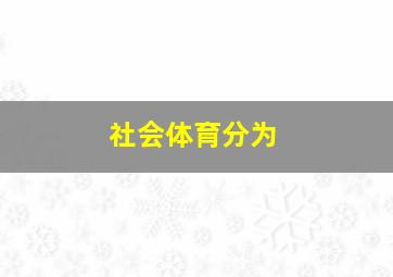 社会体育分为