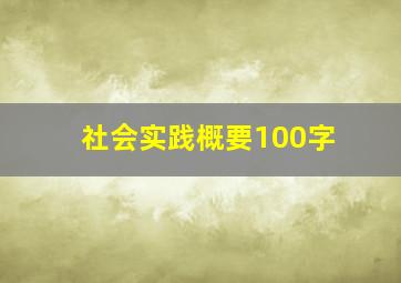 社会实践概要100字