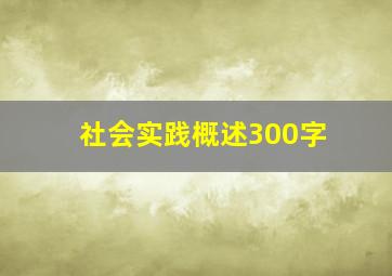 社会实践概述300字