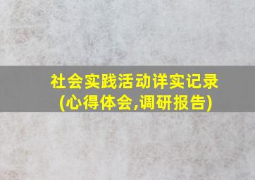 社会实践活动详实记录(心得体会,调研报告)