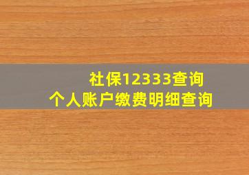 社保12333查询个人账户缴费明细查询