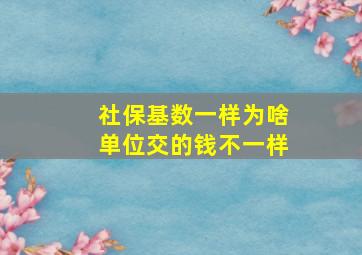 社保基数一样为啥单位交的钱不一样