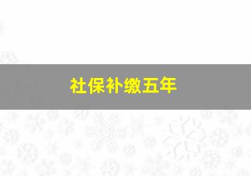 社保补缴五年