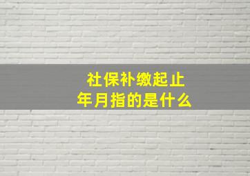 社保补缴起止年月指的是什么