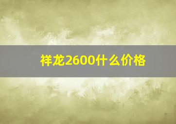 祥龙2600什么价格