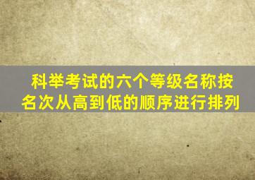 科举考试的六个等级名称按名次从高到低的顺序进行排列