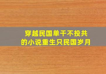 穿越民国单干不投共的小说重生只民国岁月