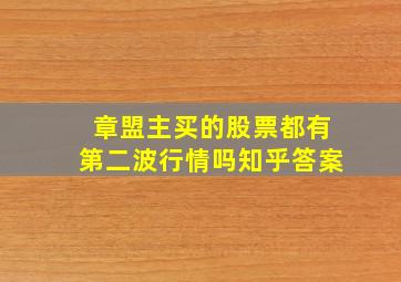 章盟主买的股票都有第二波行情吗知乎答案