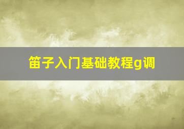 笛子入门基础教程g调