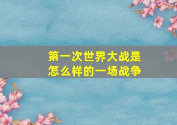 第一次世界大战是怎么样的一场战争