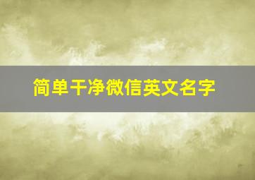 简单干净微信英文名字