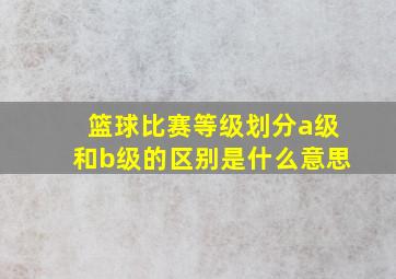 篮球比赛等级划分a级和b级的区别是什么意思