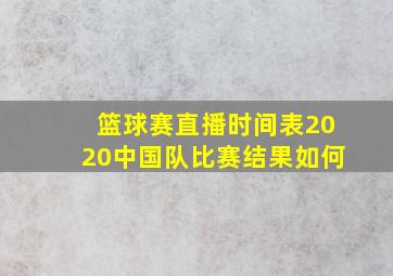 篮球赛直播时间表2020中国队比赛结果如何