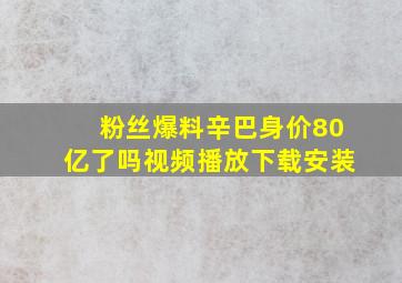 粉丝爆料辛巴身价80亿了吗视频播放下载安装