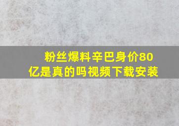 粉丝爆料辛巴身价80亿是真的吗视频下载安装