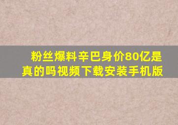 粉丝爆料辛巴身价80亿是真的吗视频下载安装手机版