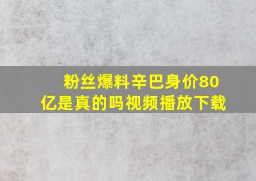 粉丝爆料辛巴身价80亿是真的吗视频播放下载