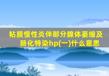 粘膜慢性炎伴部分腺体萎缩及肠化特染hp(一)什么意思