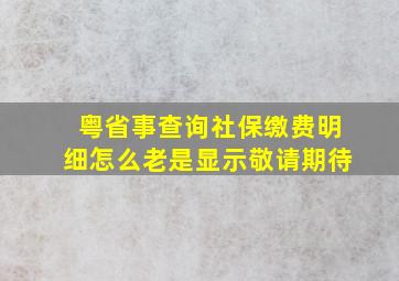 粤省事查询社保缴费明细怎么老是显示敬请期待