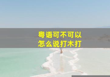 粤语可不可以怎么说打木打