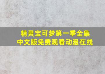 精灵宝可梦第一季全集中文版免费观看动漫在线