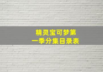 精灵宝可梦第一季分集目录表