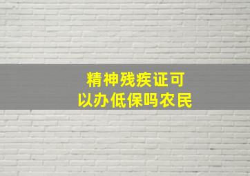 精神残疾证可以办低保吗农民