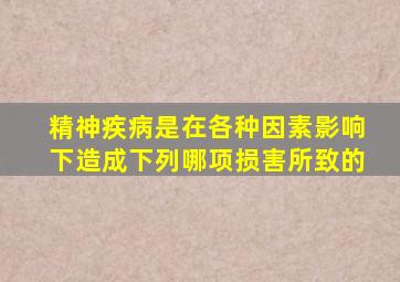 精神疾病是在各种因素影响下造成下列哪项损害所致的