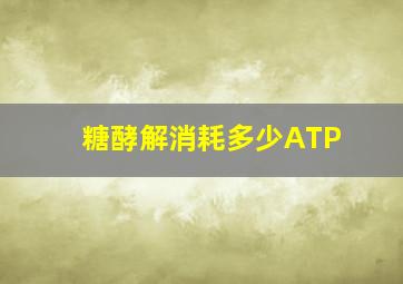 糖酵解消耗多少ATP