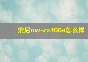 索尼nw-zx300a怎么样