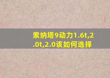 索纳塔9动力1.6t,2.0t,2.0该如何选择